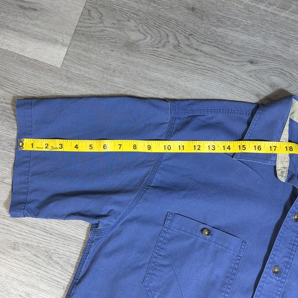 Carhartt‎ L Blue Button Up Work Shirt Thorshop Embroidered Made in Mexico - Picture 8 of 9